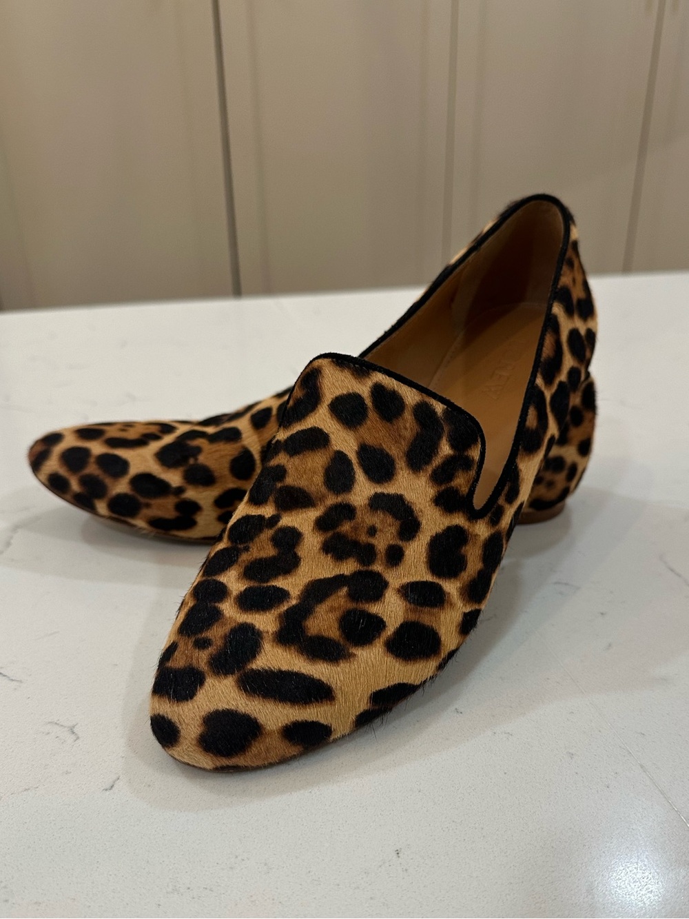 J.Crew Leopard Hide Hair Print Slip-On Women’s Loafers - Tan/Black- 8